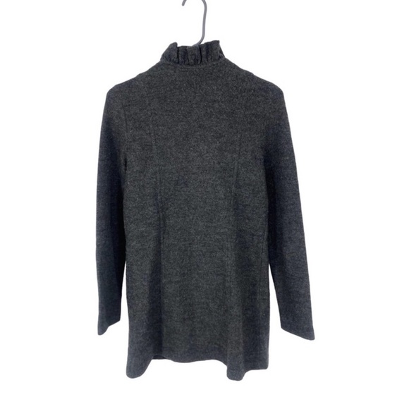 100% Merino Wool Gray Ruffle Sweater Coat - Picture 2 of 4